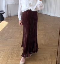 Satin Metallic Organ Pleated Skirt
