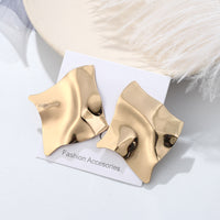 European and American Personality Trend Earrings Metal Texture Folds Exaggerated Geometric Earrings