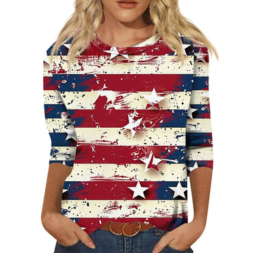 Long Sleeve Round Neck Slim Summer Tie-dyed Printed Clothing - Chic Angle
