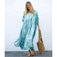 Rayon Printed Blooming Loose Vacation Robe Beach Dress Bikini Sun Protection Shirt