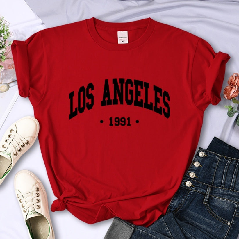 Women's City Letter Printed T-shirt In 1991 - Chic Angle