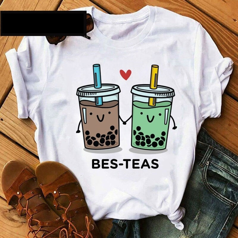 Personalized Milk Tea Printing Couple T-shirt - Chic Angle