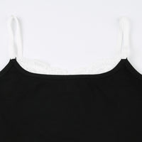 Contrast Color Lace Hot Girl Knitted Fashion Design Sense Bottoming Small Slip Top Women