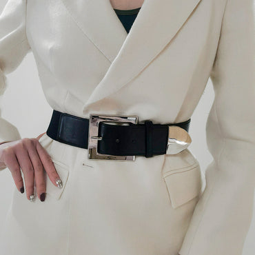 Black Belt Women's Elastic Elastic Needle Buckle Belt Fashion All-match Skirt Shirt Closed Waist Wide Waist Seal