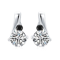 925 Silver Stud Earrings Micro Inlaid Zircon Round