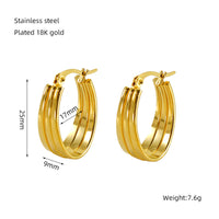 New European And American Style Stainless Steel Gold Pigment Ring Delicate Earrings