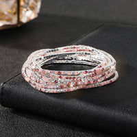 Diamond-embedded Stretch Bracelet 2mm Single Row Color