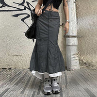 Casual Millennium Style Pleated Irregular Hip Bag Irregular Fishtail Skirt