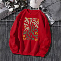 Flowers And Plants Round Neck Long Sleeve Sweater For Women