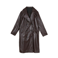 Retro Coat Women's Long Temperament PU Leather Jacket