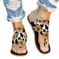 Spring And Summer Foreign Trade Printing Leopard Print New Large Size Ladies Flat Beach Sandals
