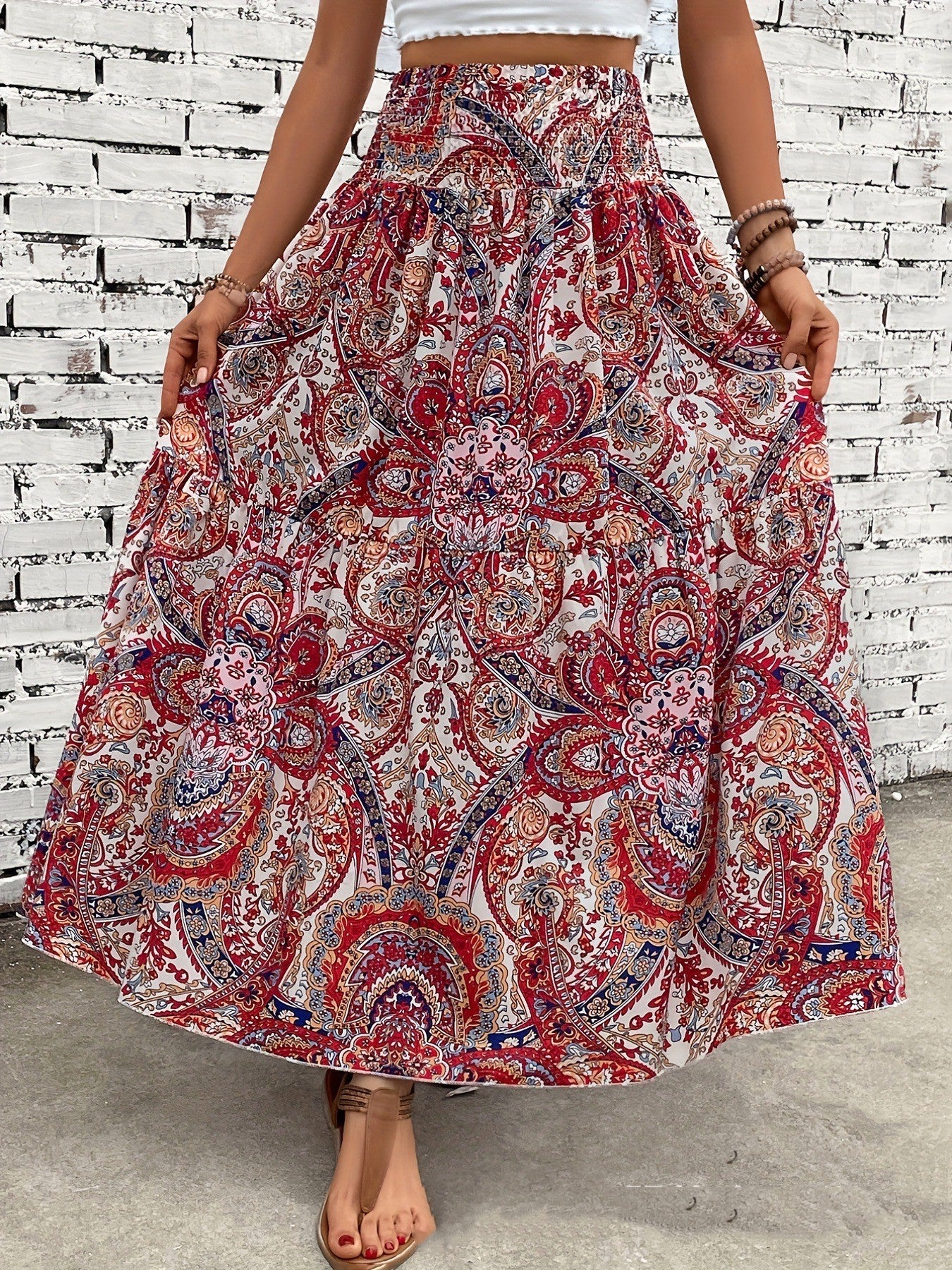 All-matching Slim Fit Pleated High Waist Long Skirt