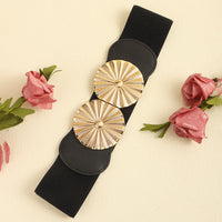 Stylish Women's Wide Belt Elastic Elastic Metal Circle With Jacket Shirt-skirt Waist Seal