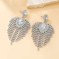 Full Rhinestone Tassel Earrings For Bride