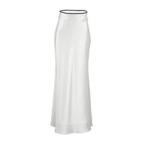 European And American Elegant White Satin Satin Skirt Simple Drape Fishtail