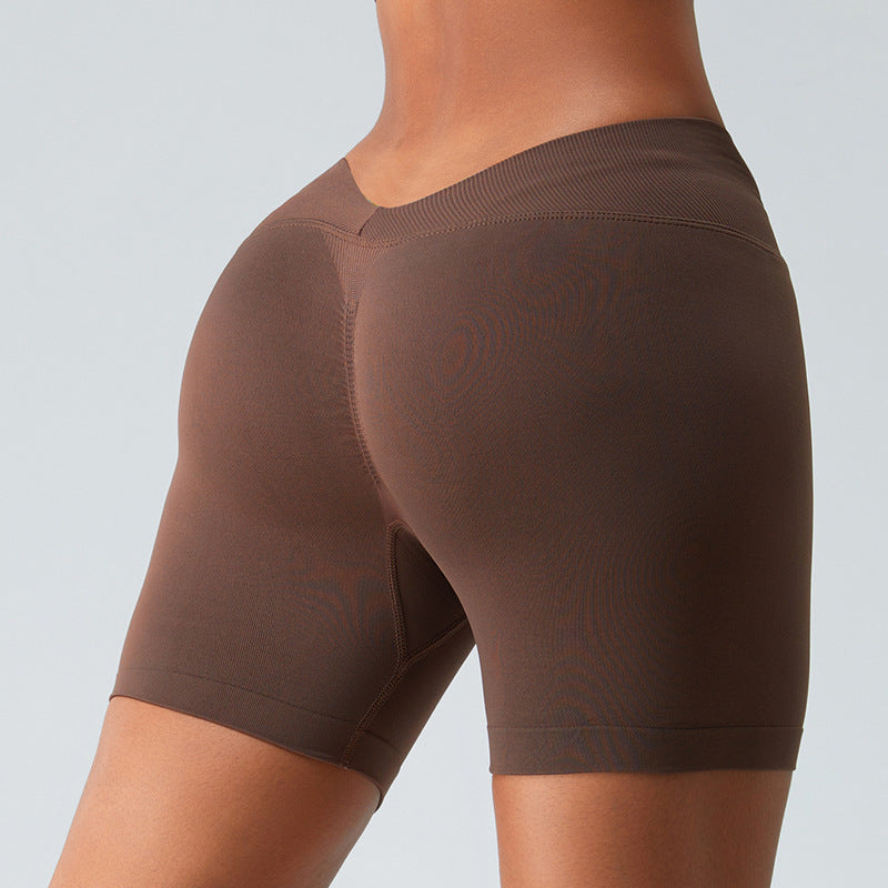 European And American Seamless Three-point Sports Shorts Women's Peach Hip Raise - Chic Angle