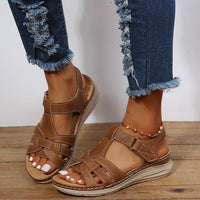 New European And American Wedge Stitching Light Hollow Large Size Sandals