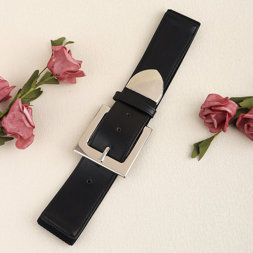 Black Belt Women's Elastic Elastic Needle Buckle Belt Fashion All-match Skirt Shirt Closed Waist Wide Waist Seal