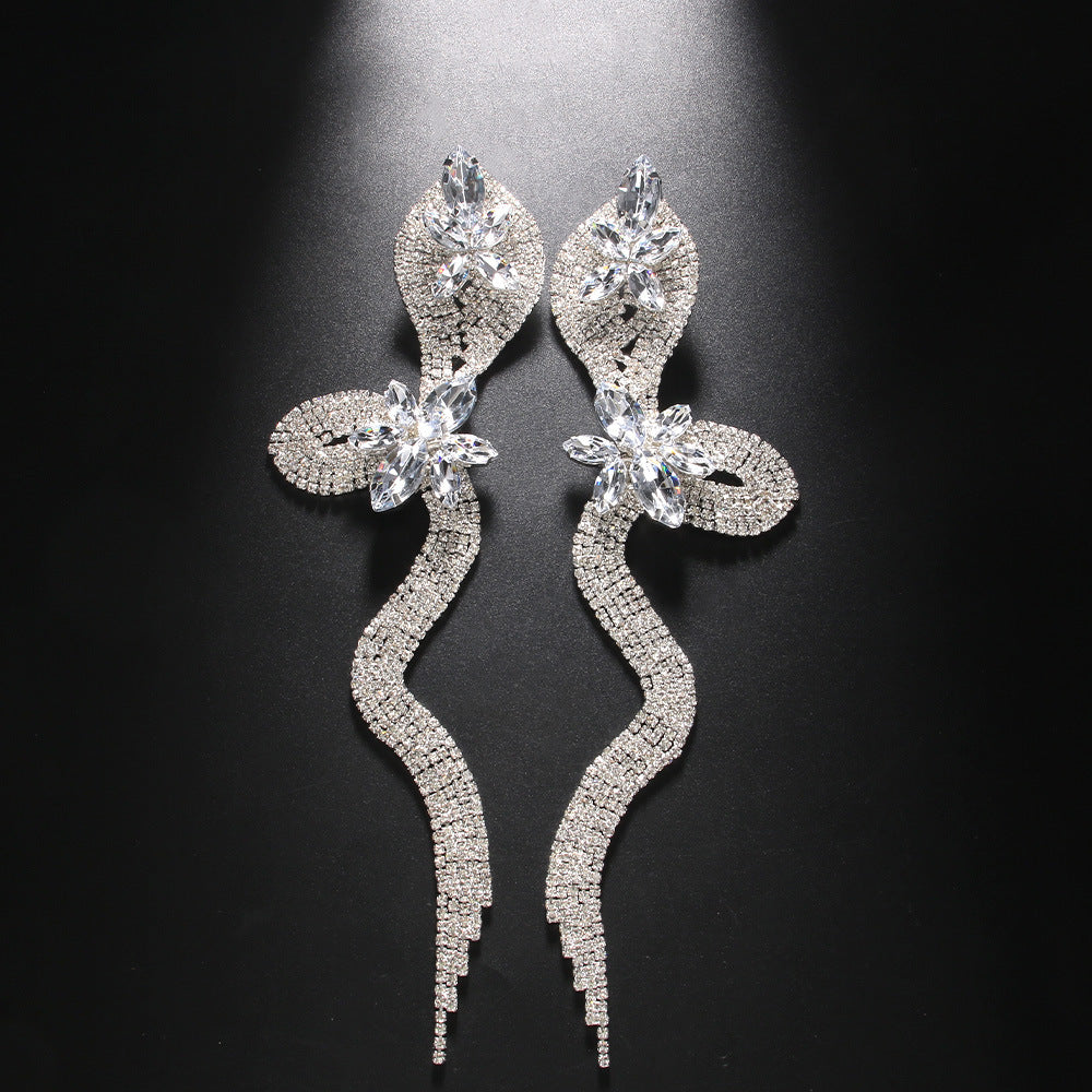Niche Design Rhinestone Snake Earrings