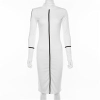 Summer new hit color long-sleeved midi dress