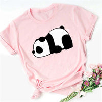 Digital Cartoon Panda Printing Round Neck Sports Short Sleeve - Chic Angle