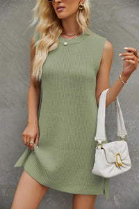 Women's Fashion Solid Color Round Neck Knitted Dress