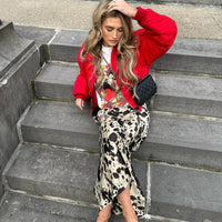 Elegant Graceful Printed Simple Style All-match High Waist Skirt Cross-border Niche Long Skirt