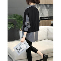 Stitching Stripe Long Sleeves Shirt Women's Loose All-matching