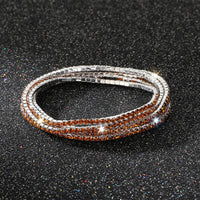 Diamond-embedded Stretch Bracelet 2mm Single Row Color
