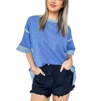 New Round Neck Loose Patchwork Sweater T-shirt