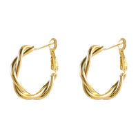 Fried Dough Twists Knitted Port Style Earrings Gold Circle Female Vintage Earrings High Class Atmosphere Earrings - Chic Angle
