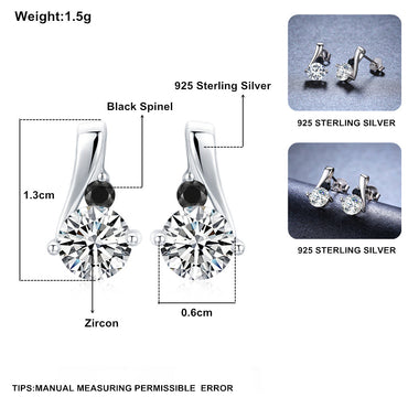 925 Silver Stud Earrings Micro Inlaid Zircon Round