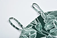 USA SIZE Leaf Print Sling Chiffon Dress Sexy Beach Seaside Vacation Irregular Skirt