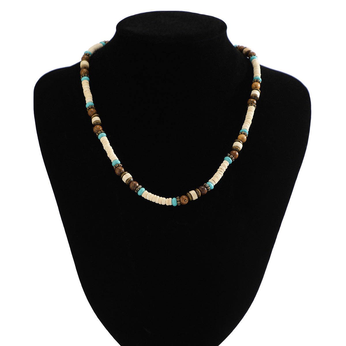 Men's Bohemian Wooden Bead Stitching Beaded Necklace - Chic Angle