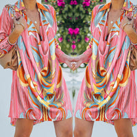 New Ladies' Printed Loose Lapel Dress