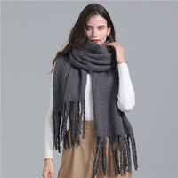 European And American Plus Long Scarf Winter Cashmere Warm All-matching Solid Color Scarf Men And Women Fashion Tassel Scarf New