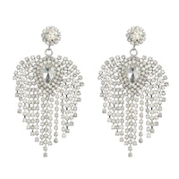 Full Rhinestone Tassel Earrings For Bride