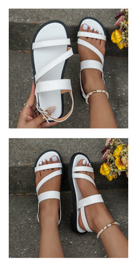 One-line Flat For Outdoors Casual Sandals Women's Shoes Sandals Plus Size Beach - Chic Angle