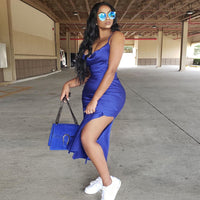 Satin silk ladies midi dress