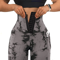 Women's Yoga Sports Patchwork Pocket Tie-dye Leggings