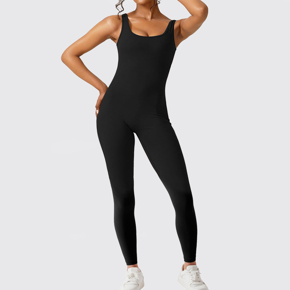 Women Sleeveless Flare Jumpsuits Fitness Yoga Long Pants - Chic Angle