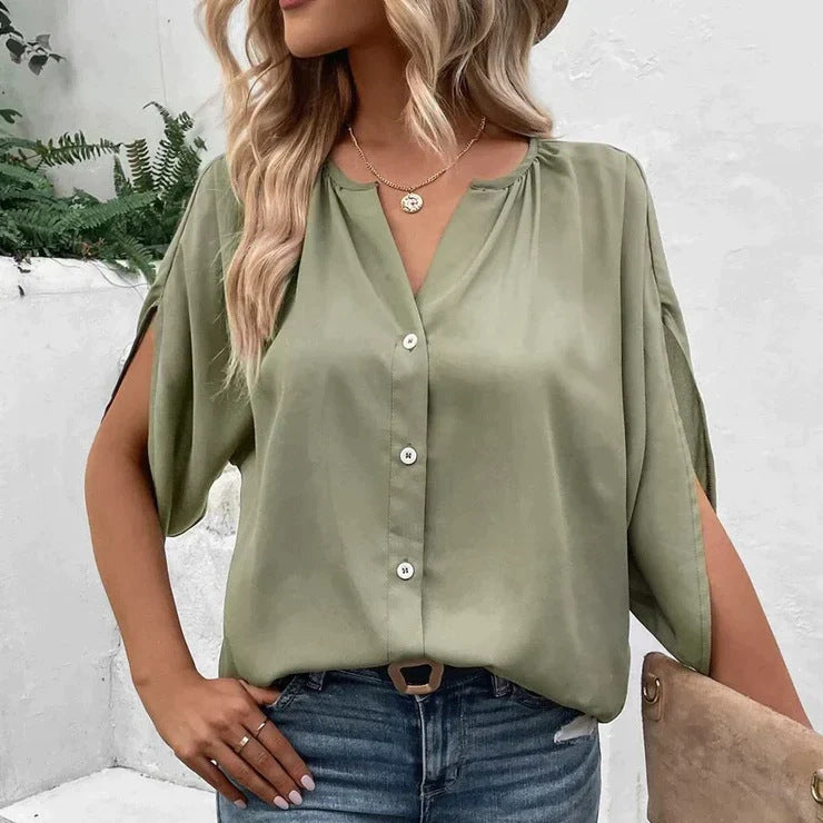 Women's New Solid Color Sleeveless Shirt Fashion V-neck Vest - Chic Angle
