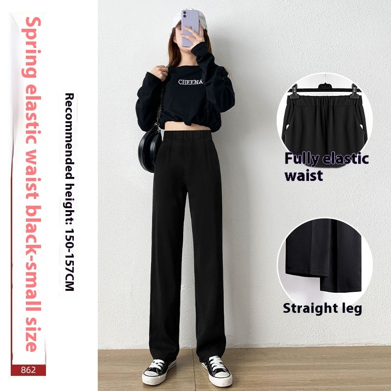 High Waist Drooping Straight Mopping Pants Black Wide Leg Pants