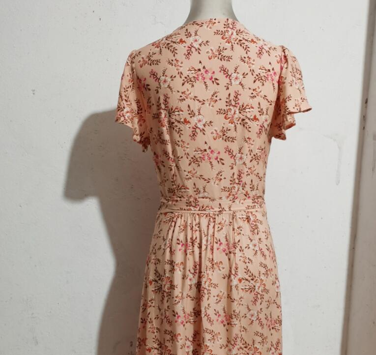 Ruffle Sleeves V-neck Lace Irregular Big Dress
