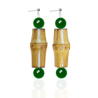 Silver Niche Design Earrings Ethnic Natural Bamboo Joint Female