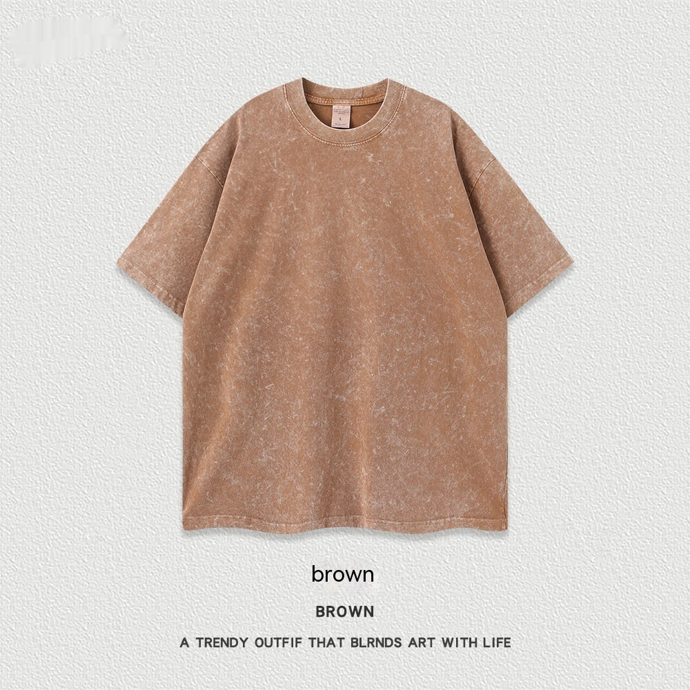 Women's American-style Distressed Linen Cotton Short Sleeve