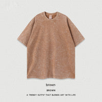 Women's American-style Distressed Linen Cotton Short Sleeve