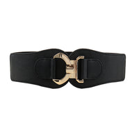 New Autumn And Winter Women's Wide Belt Metal Curved Buckle Belt With Suit Jacket Elastic Elastic Comfortable Waist