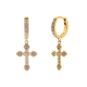 Silver Needle Geometric Cross Ear Clip Diamond-embedded Hipster