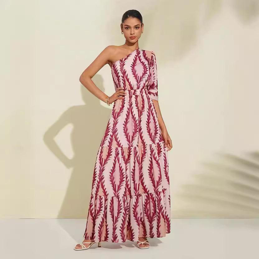 Plant Floral-print Off-shoulder Dress